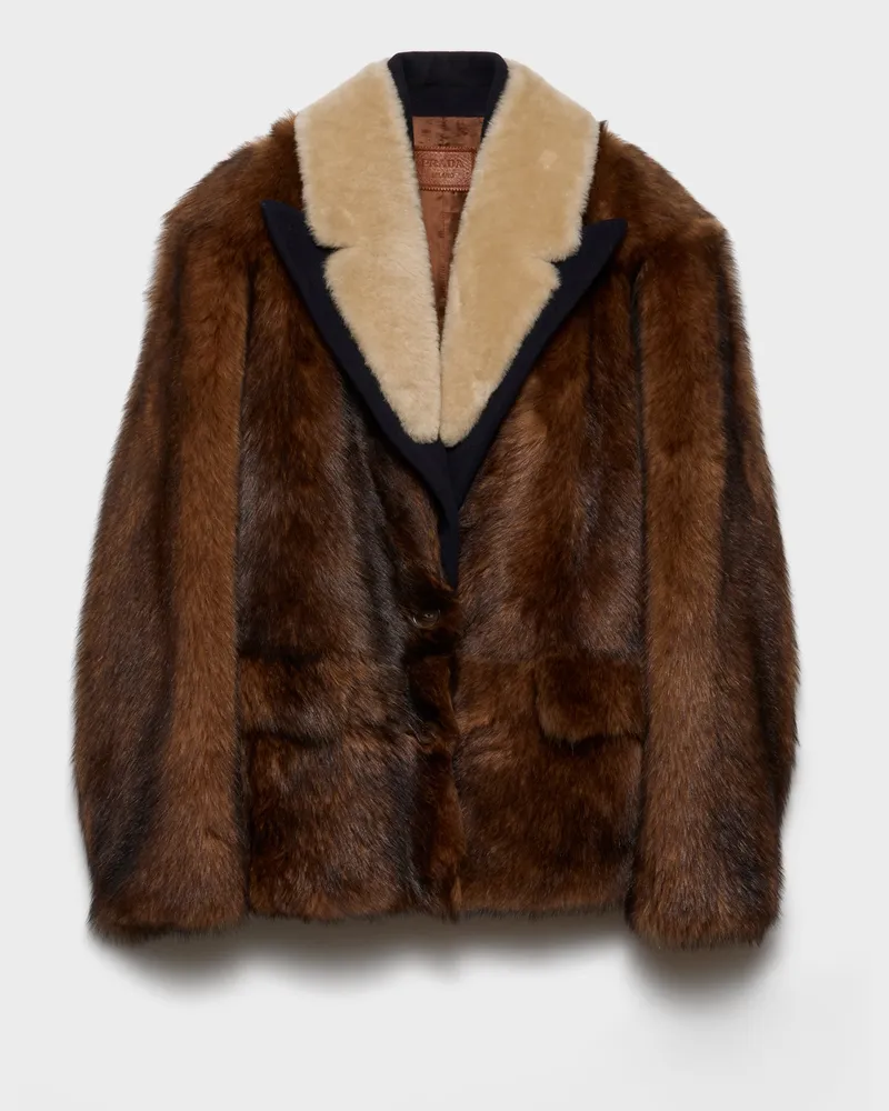 Prada Jacke aus Lammfell Cognac