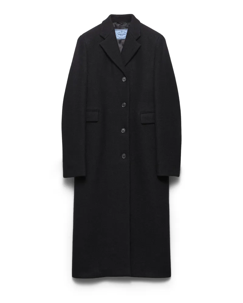 Prada Single-breasted Shetland Wool Coat, Damen, Schwarz, Größe Schwarz