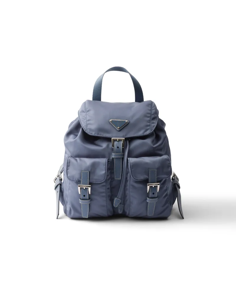 Prada Kleiner Rucksack Aus Re-nylon, Damen, Aviation/blau Aviation