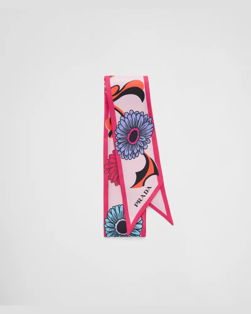 Prada Schal aus Seidentwill mit Print Alabasterrosa