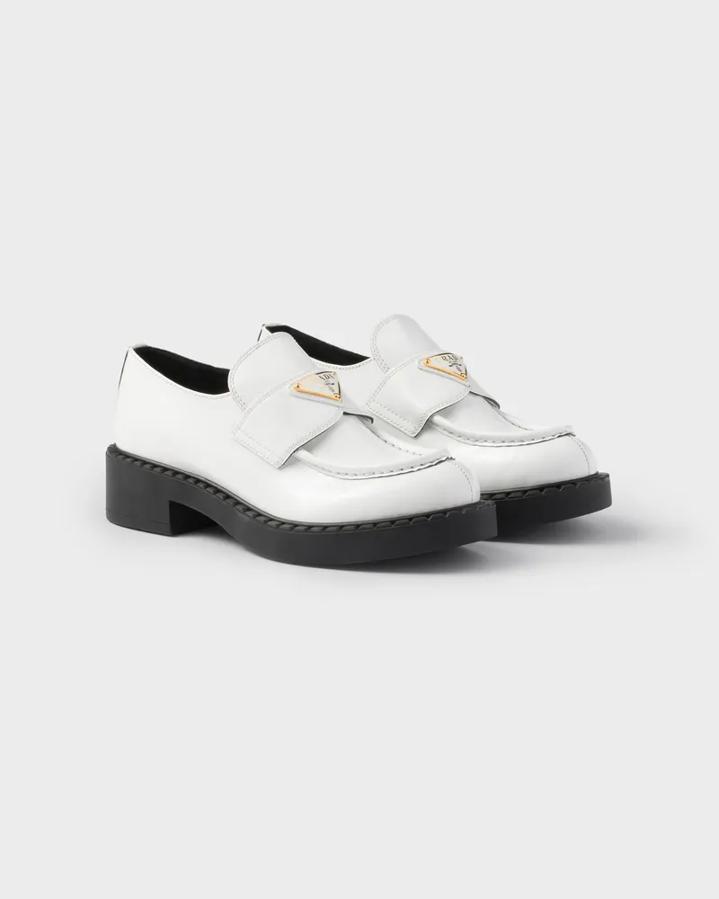 Prada Chocolate Loafer aus Lackleder Weiss