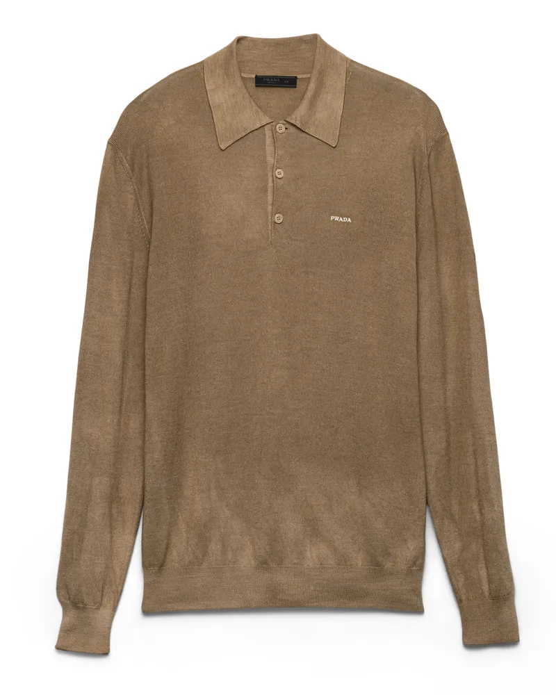 Prada Polopullover Aus Wolle Und Seide, Herren, Schlamm, Größe Schlamm