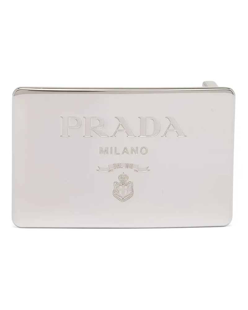 Prada Gürtelschließe Aus Metall, Herren, Glänzender Stahl Glänzender