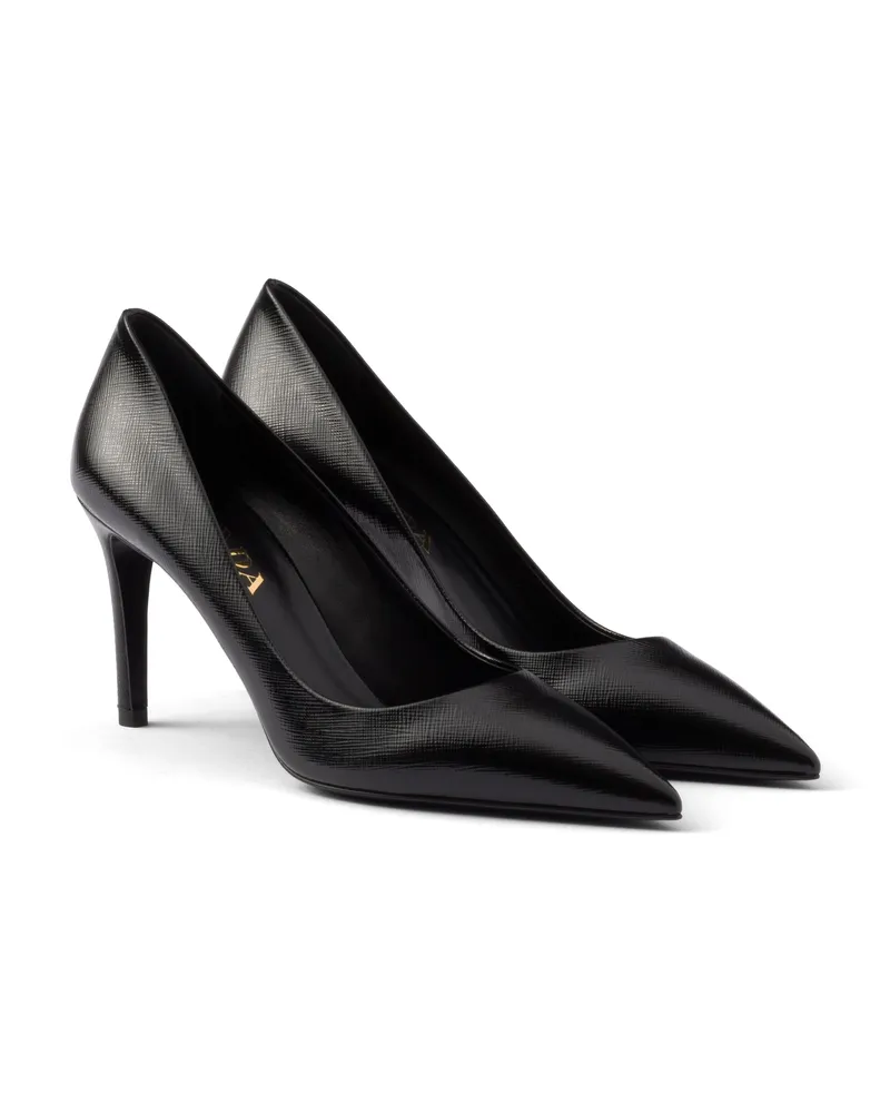 Prada Pumps Aus Saffiano-lackleder, Damen, Schwarz, Größe Schwarz