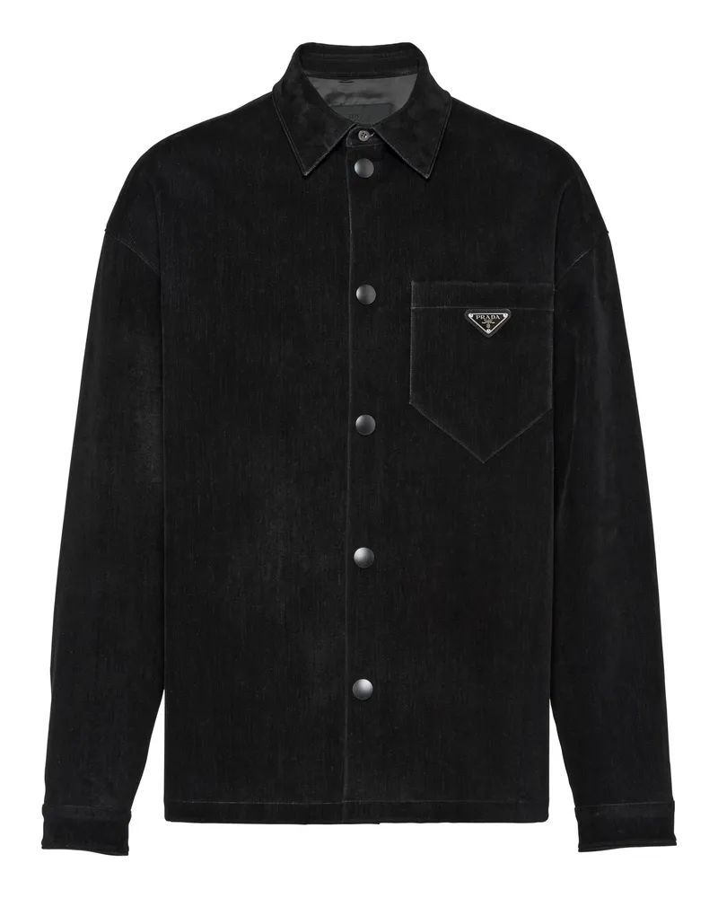 Prada Hemd Aus Stretch-baumwolle, Herren, Schwarz, Größe Schwarz