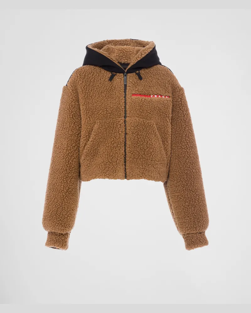 Prada Kurze Jacke aus Double Fleece Kamel