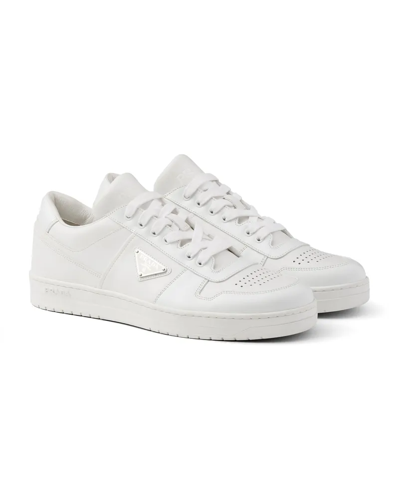 Prada Downtown Sneaker Aus Leder, Herren, Weiss, Größe 5 Weiss