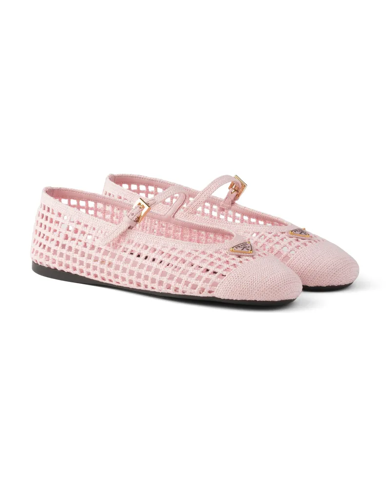 Prada Gehäkelte Ballerinas, Damen, Orchideenrosa, Größe Orchideenrosa