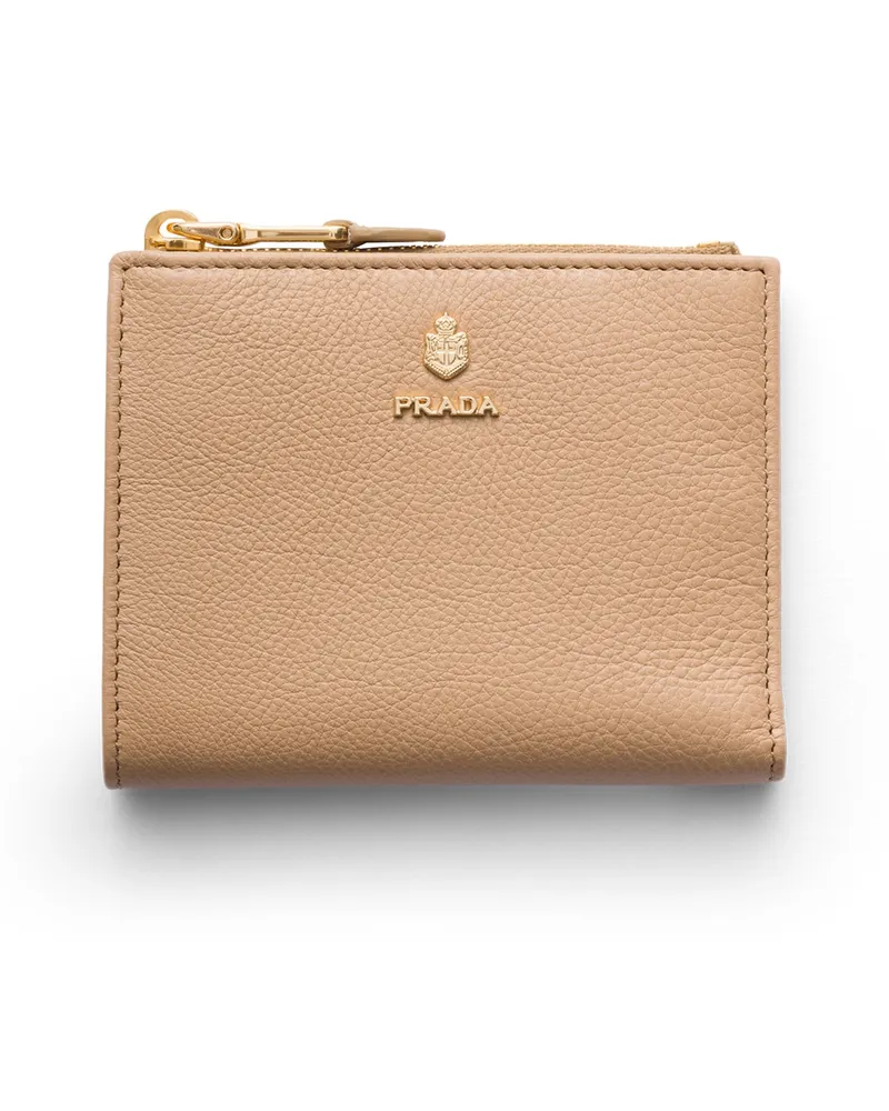 Prada Kleine Geldbörse Aus Leder, Damen, Sandbeige Sandbeige