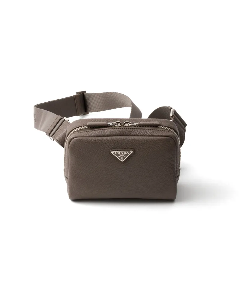 Prada Schultertasche Aus Leder, Herren, Bambusgrau Bambusgrau