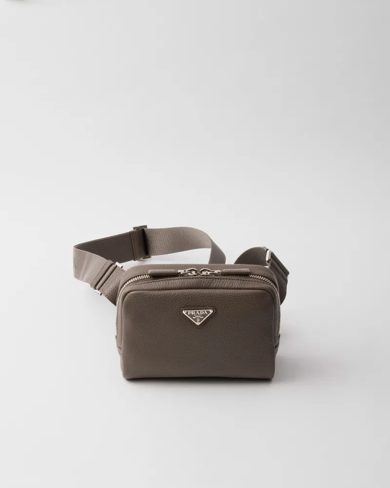 Prada Schultertasche aus Leder Bambusgrau