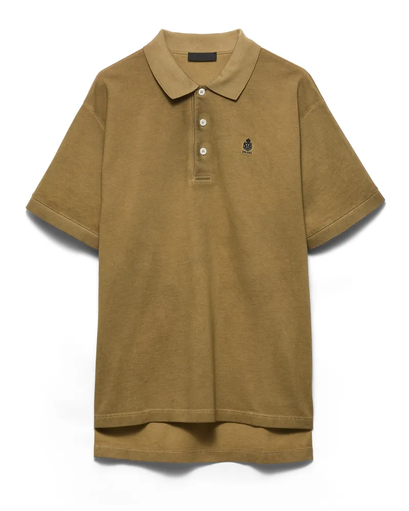 Prada Garment-dyed Poloshirt Aus Baumwolle, Herren, Kaffeebraun, Größe Kaffeebraun