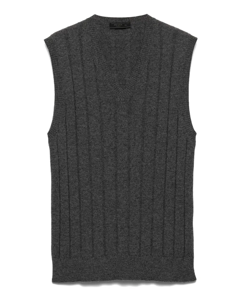 Prada Kaschmir-pullunder Mit V-ausschnitt, Herren, Schiefergrau, Größe Schiefergrau