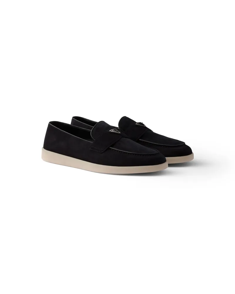 Prada Loafer Aus Wildleder, Herren, Schwarz, Größe 11,5 Schwarz