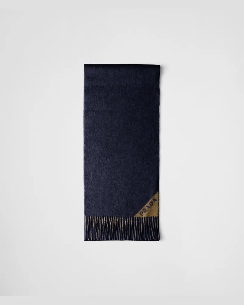 Prada Schal aus Kaschmir-Doppelgewebe Blau