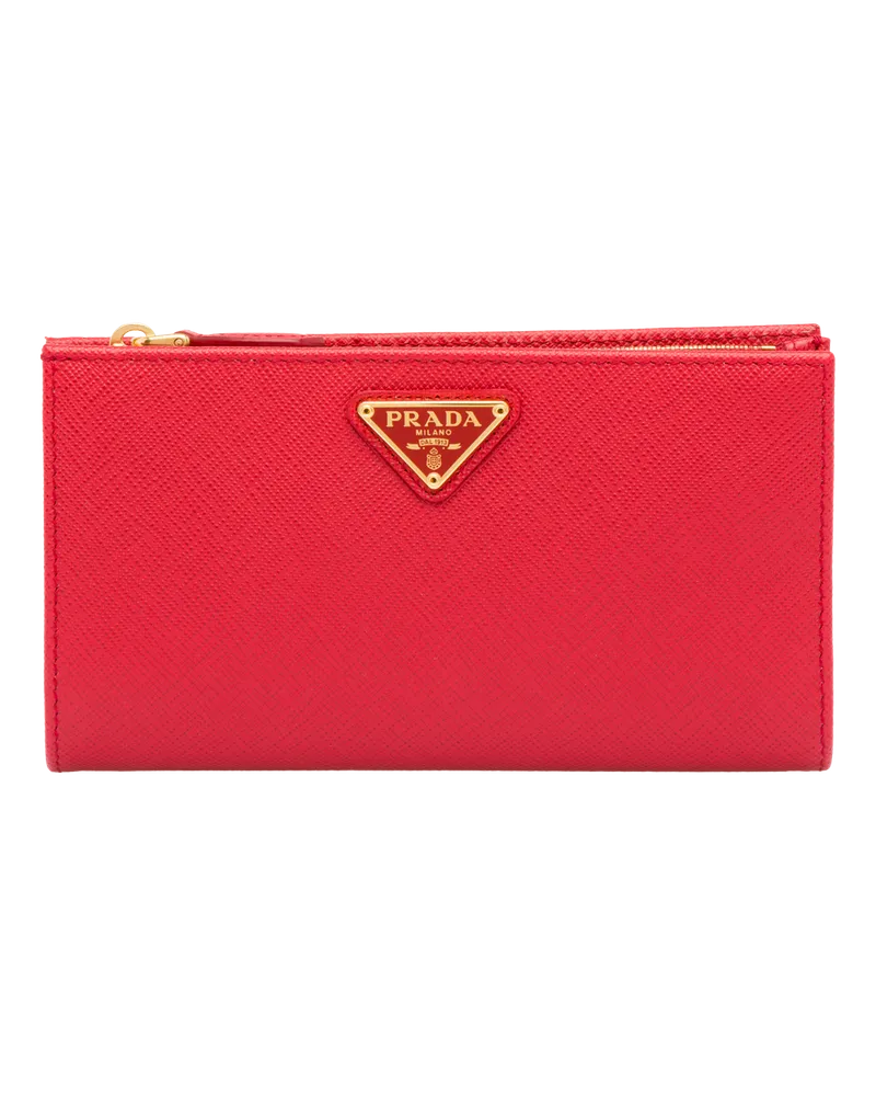 Prada Portemonnaie aus Saffiano-Leder Feuerrot