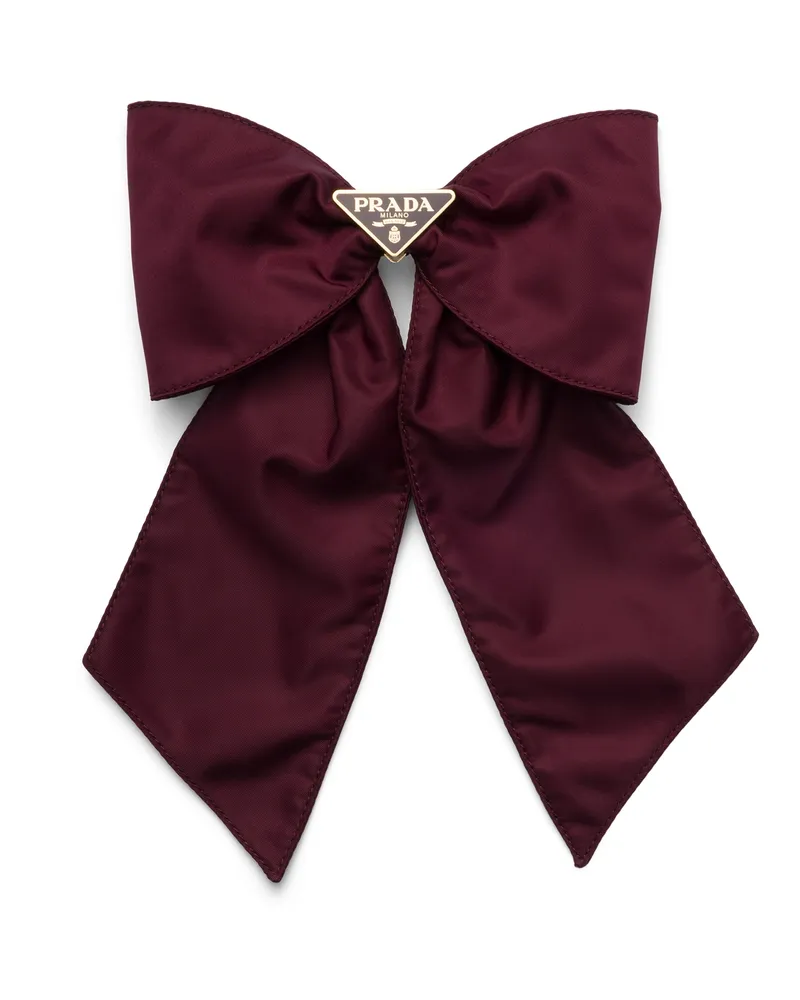 Prada Haarspange Aus Re-nylon, Damen, Burgunderrot Burgunderrot