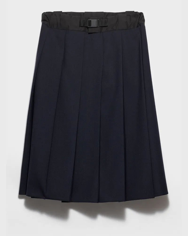 Prada Hopsack- und Funktionsgewebe-Midirock Blau