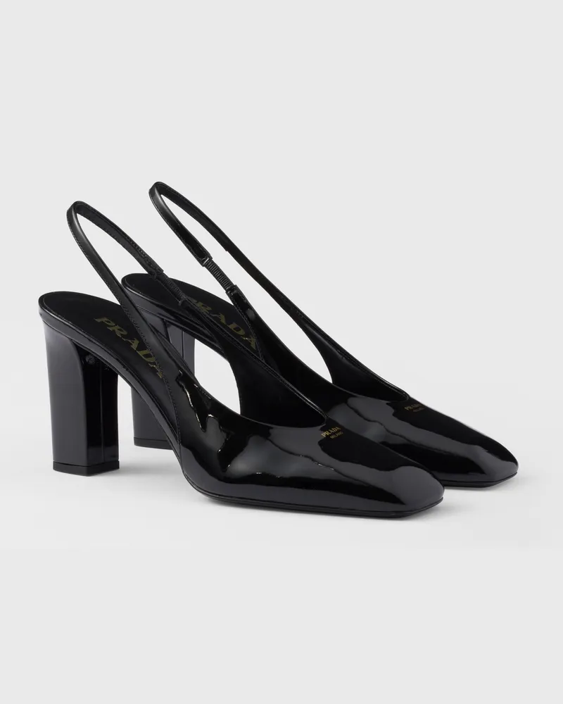Prada Slingback-Pumps aus Lackleder Schwarz
