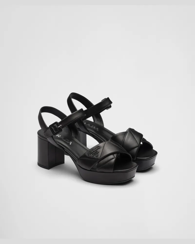 Prada Plateausandalen aus gestepptem Nappa-Leder Schwarz