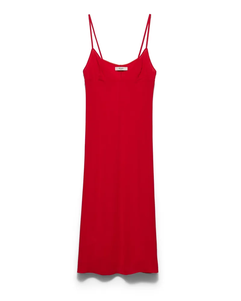 Prada Besticktes Slipkleid Aus Dreifachem Chiffon, Damen, Rot, Größe Rot