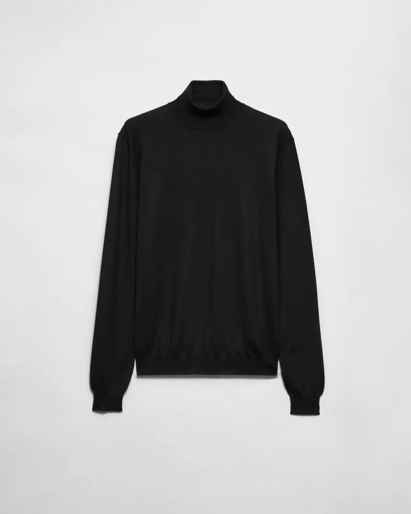 Prada Rollkragenpullover aus Kaschmir und Seide Schwarz