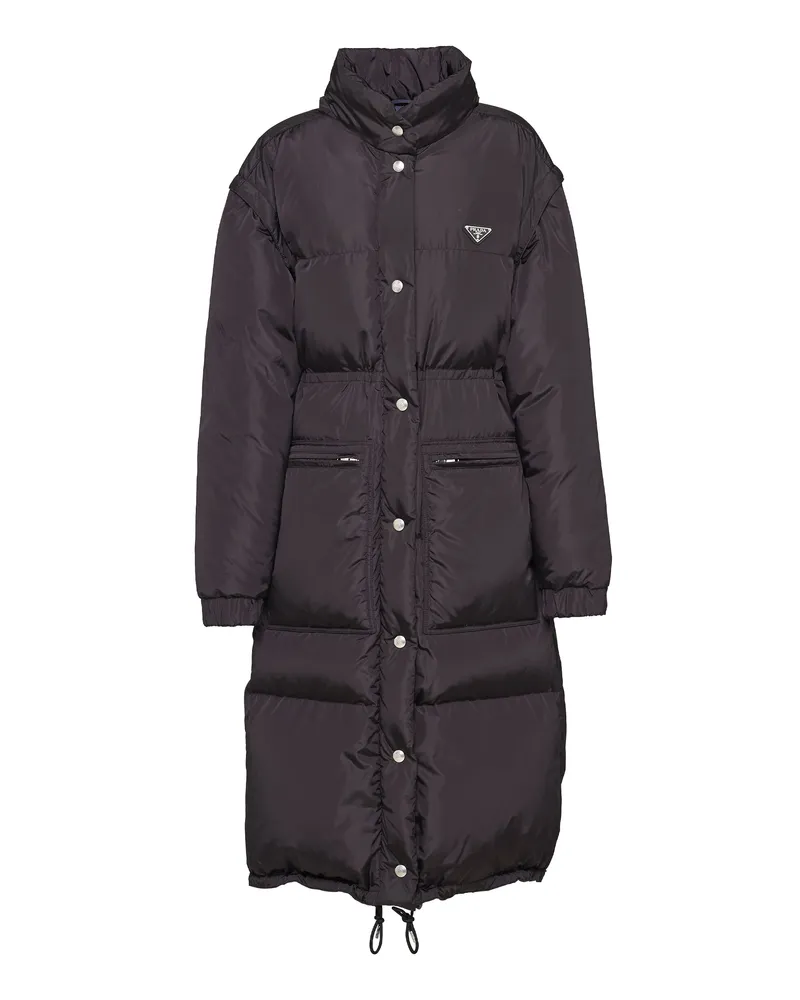 Prada Daunenmantel Aus Re-nylon, Damen, Schwarz/blau, Größe Schwarz