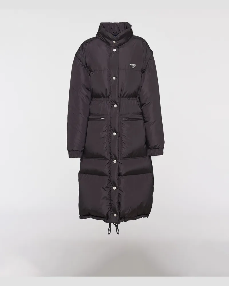Prada Daunenmantel aus Re-Nylon Schwarz