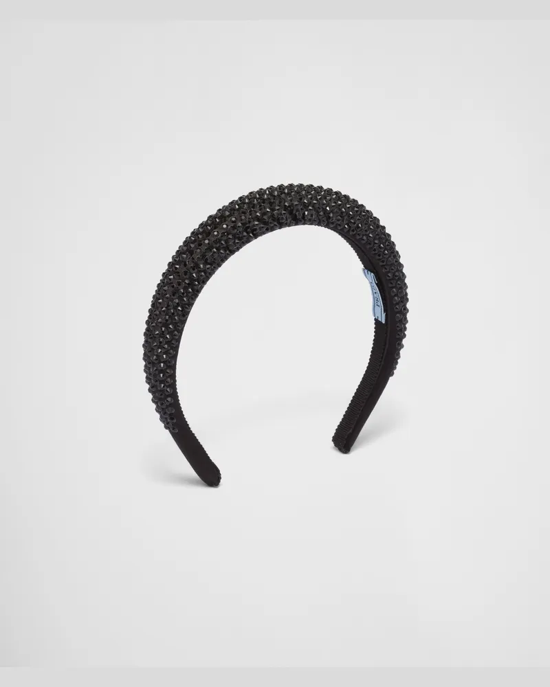 Prada Verziertes Stirnband aus Satin Schwarz