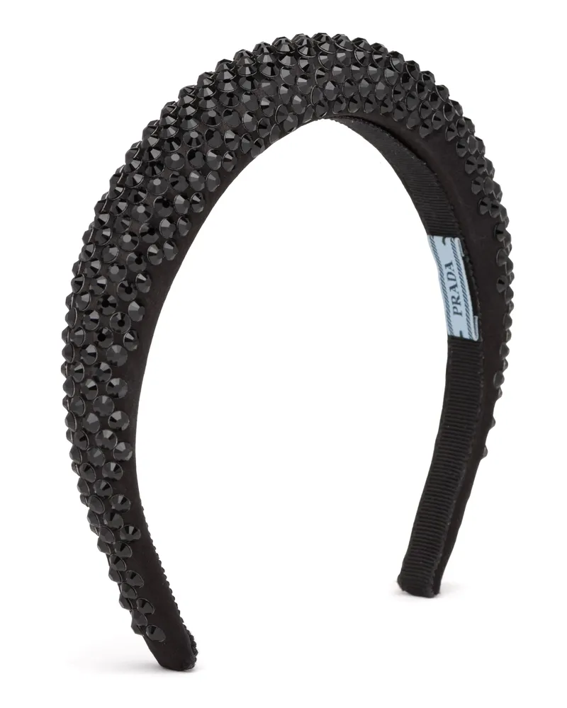 Prada Verziertes Stirnband Aus Satin, Damen, Schwarz Schwarz