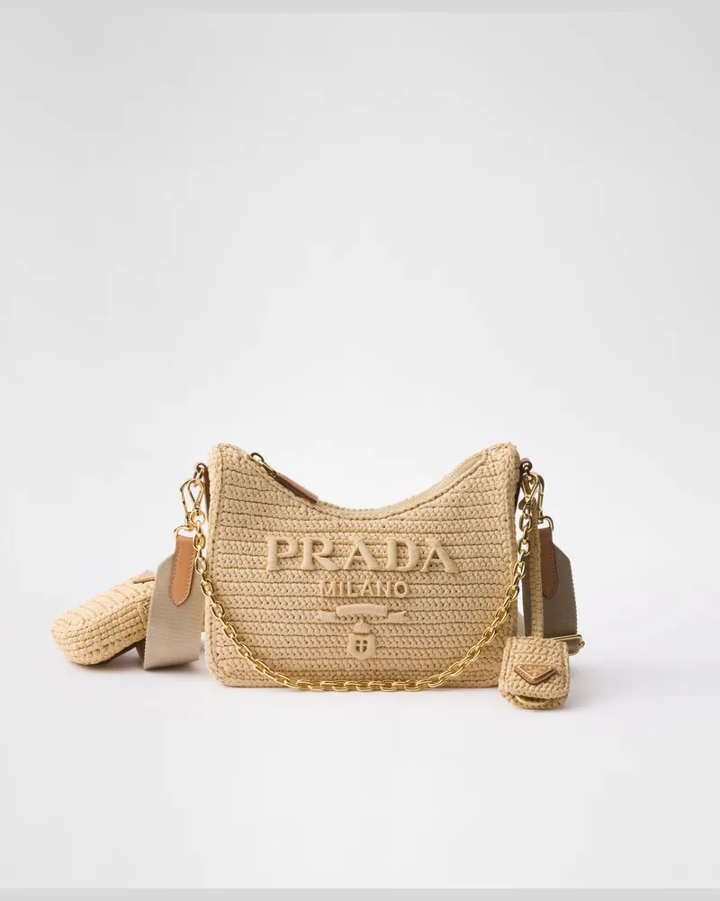 Prada Re-Edition 2005 Häkeltasche Natur