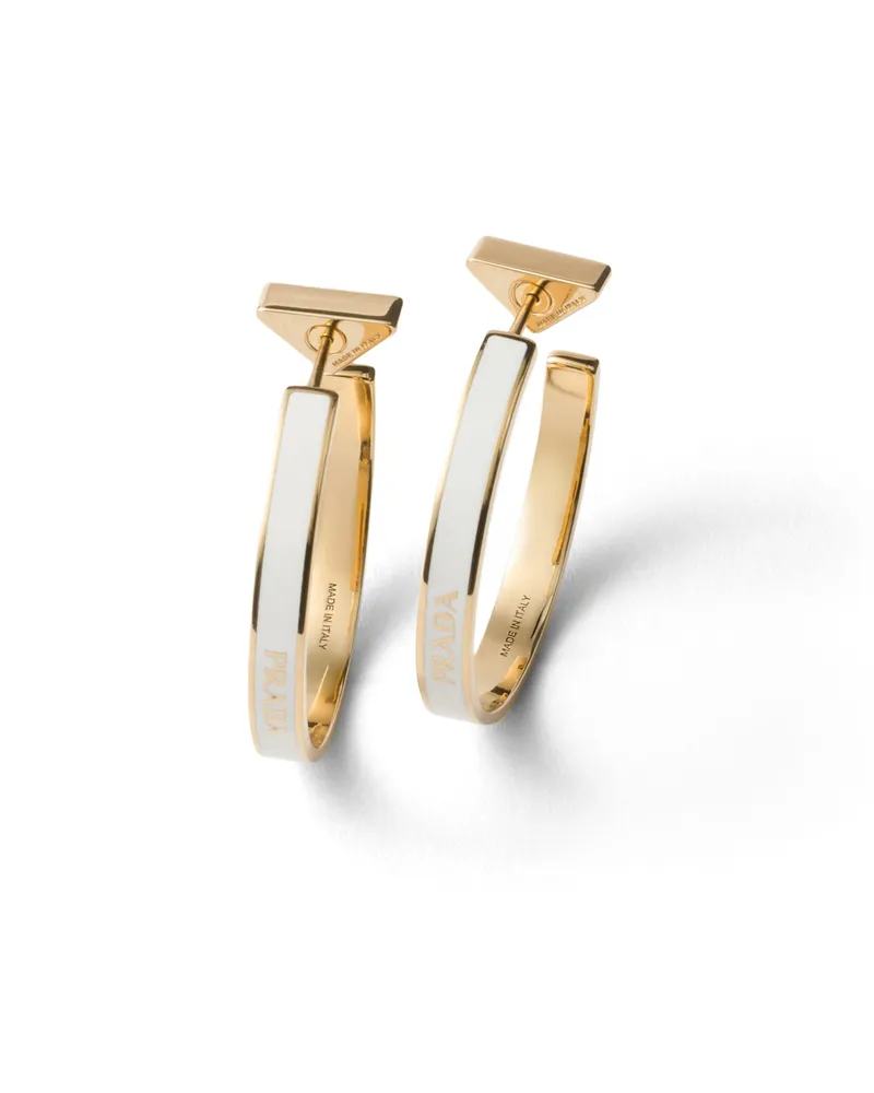 Prada Ohrringe Aus Metall, Damen, Weiss/gold Weiss