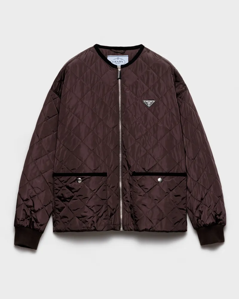 Prada Steppjacke aus leichtem Re-Nylon Dunkelbraun