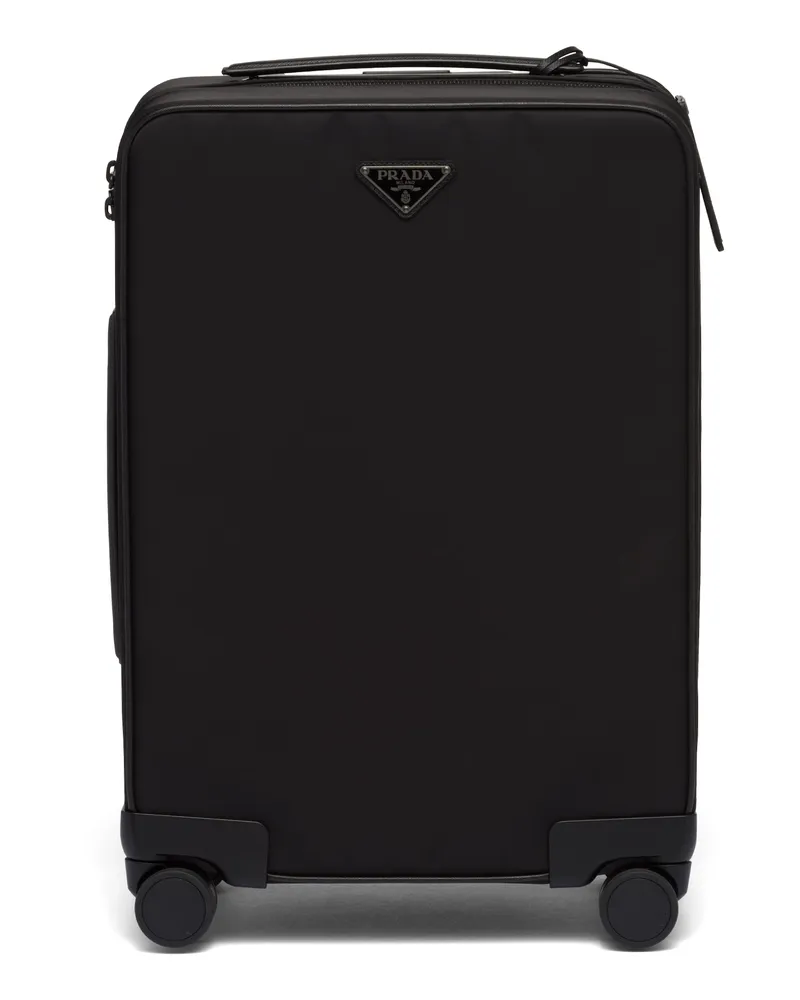 Prada Trolley Aus Re-nylon Und Saffiano-leder, , Schwarz Schwarz