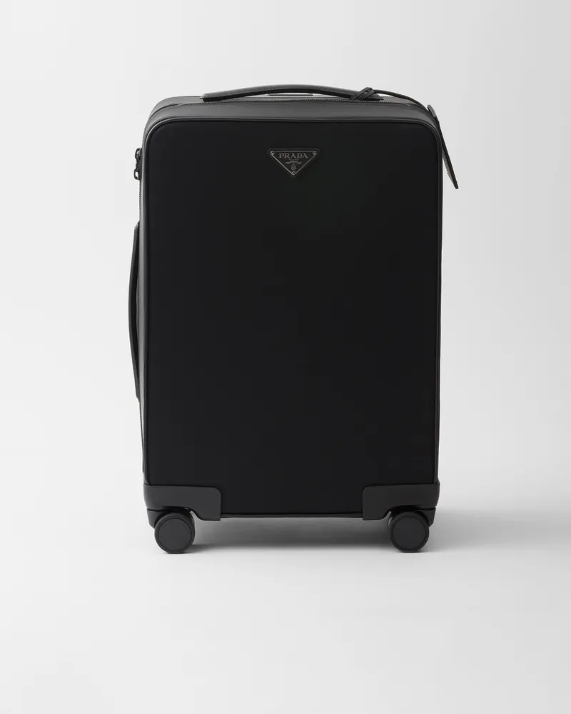 Prada Trolley aus Re-Nylon und Saffiano-Leder Schwarz