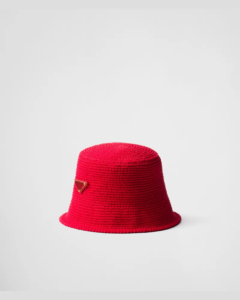 Prada Gehäkelter Fischerhut Rot