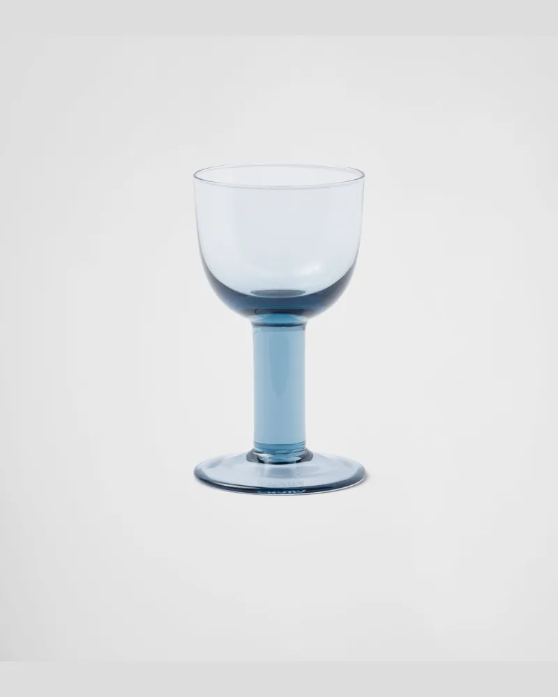 Prada Set mit zwei Weißweingläsern aus Kristall – Plinth Meerblau