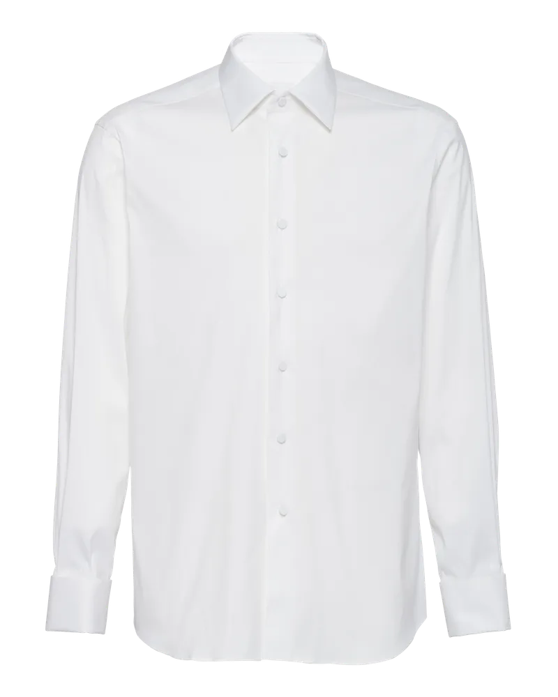 Prada Smoking-Hemd aus Stretch-Popeline Weiss