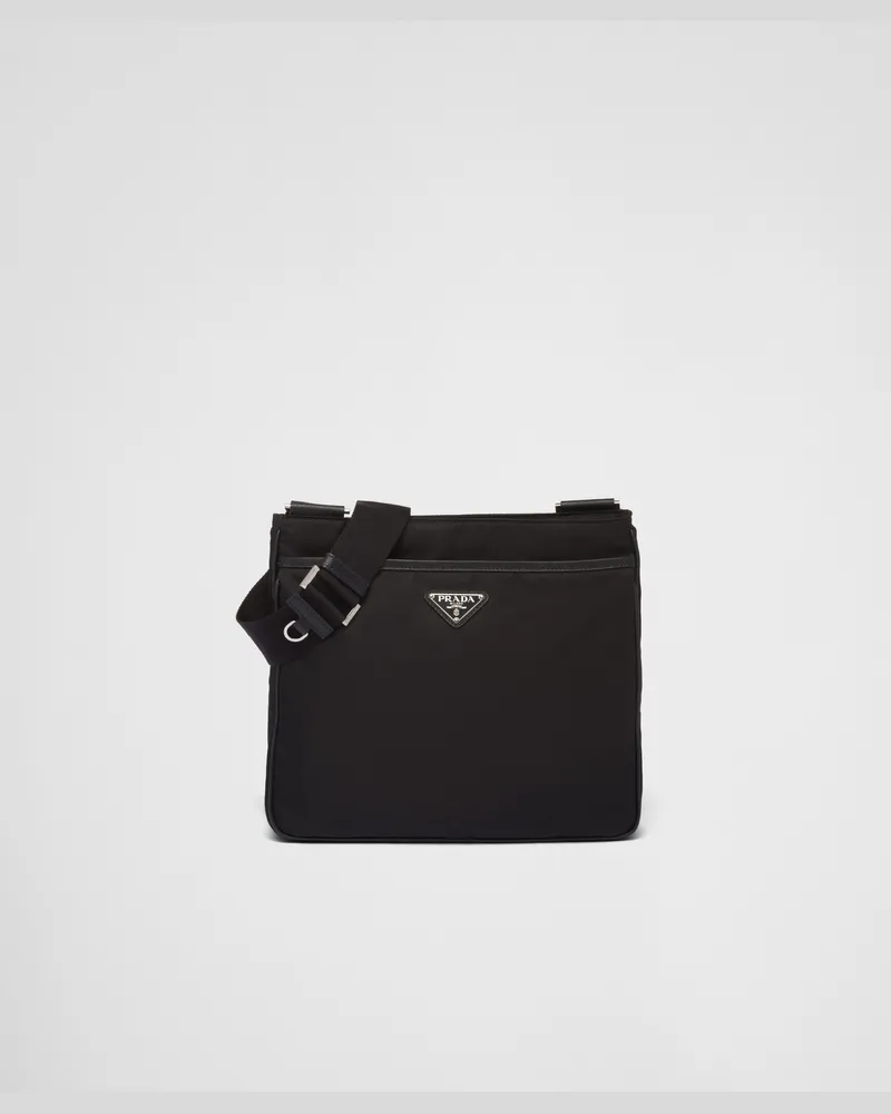 Prada Schultertasche aus Re-Nylon und Saffiano Schwarz