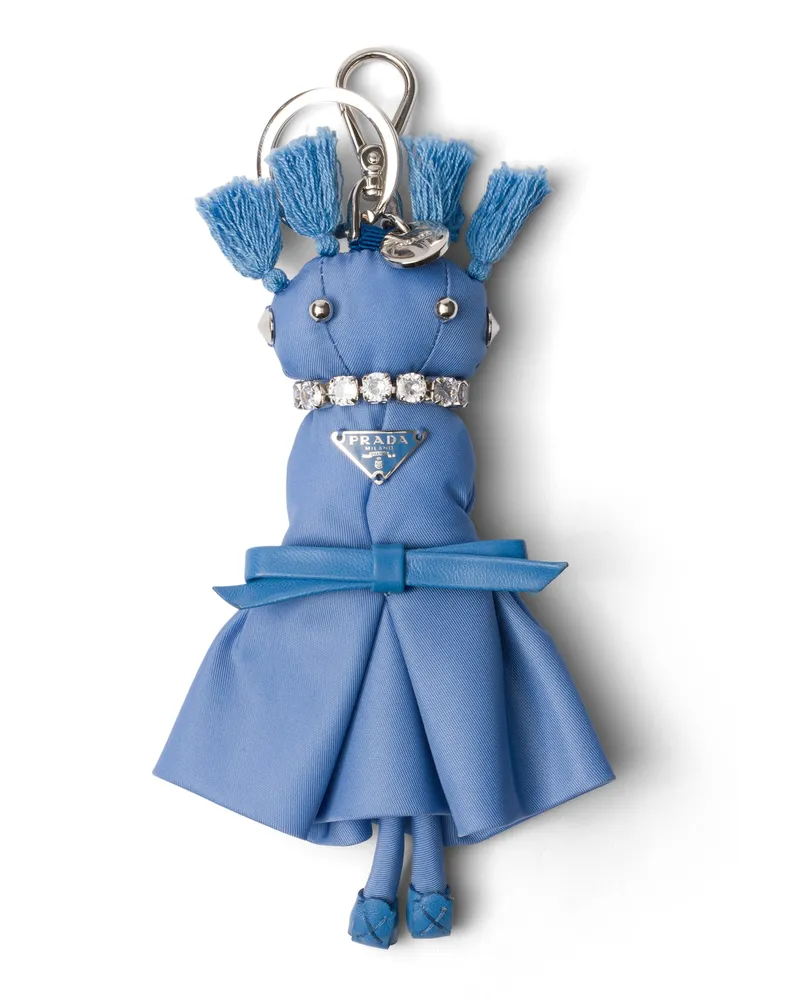 Prada Schlüsselanhänger Aus Re-nylon , Damen, Hellblau Hellblau