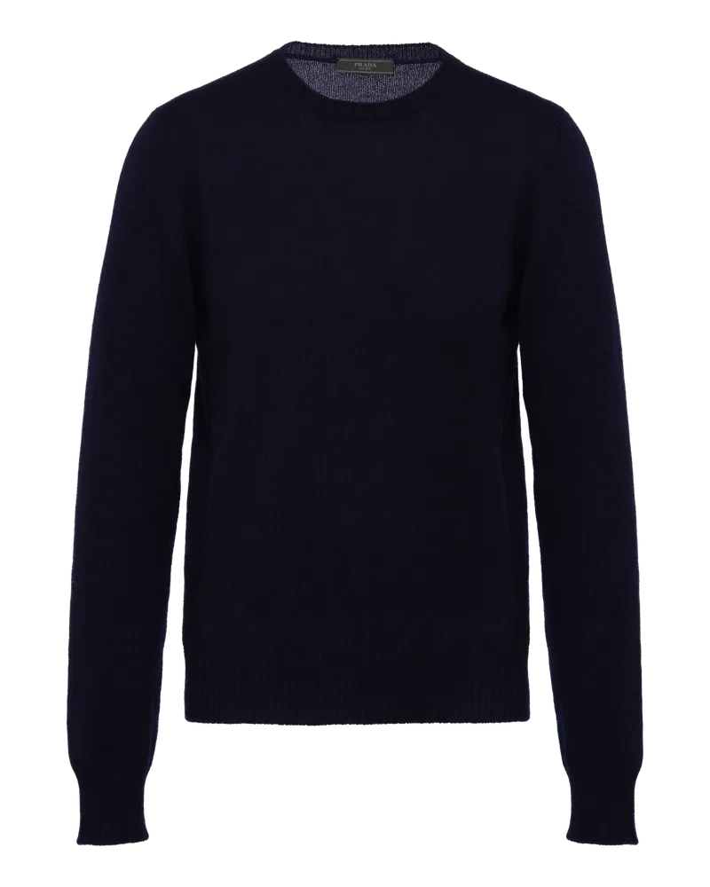 Prada Cable-Knit Cashmere Crew-Neck Sweater Blau