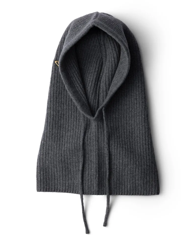 Prada Strickkapuze Aus Wolle Und Kaschmir, Damen, Schiefergrau Schiefergrau