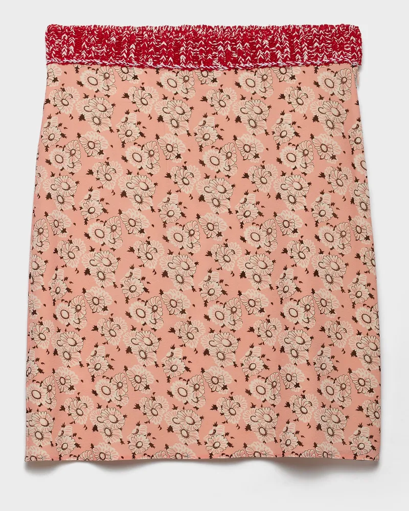Prada Rock aus Georgette mit Blumenprint Kamelie