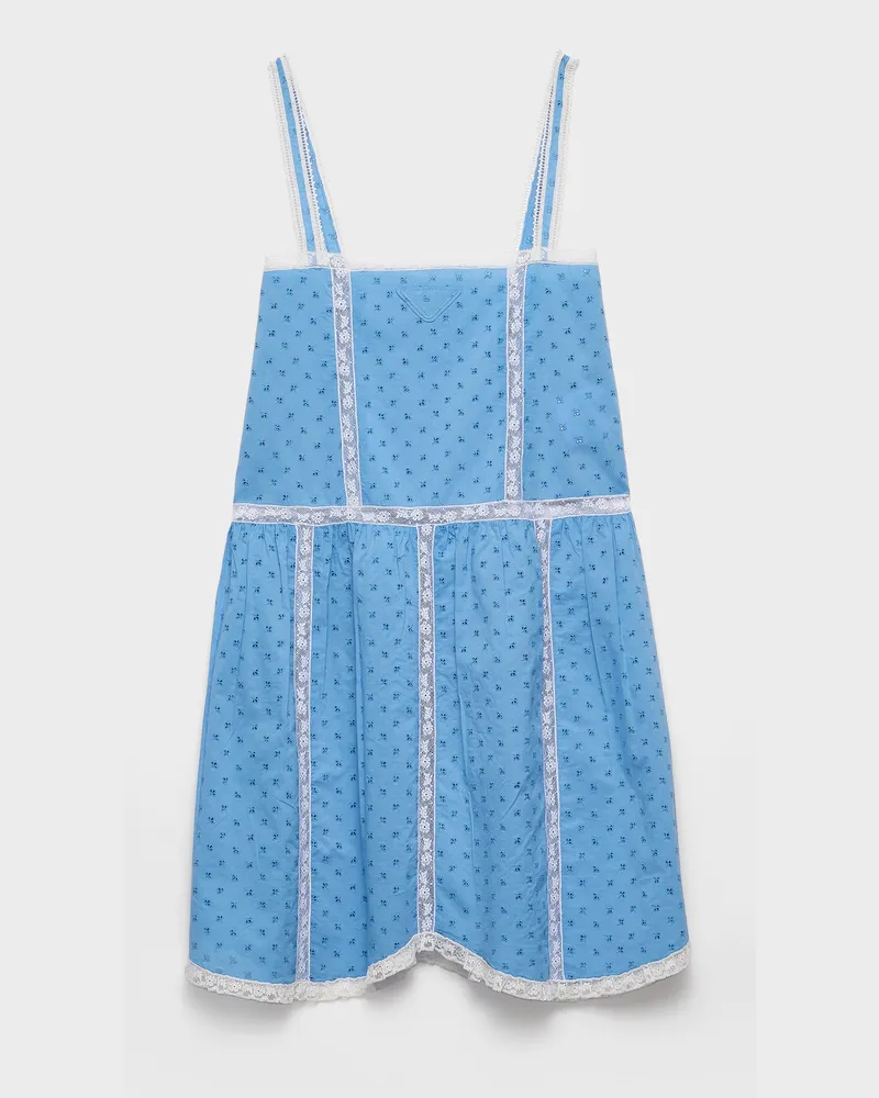 Prada Minikleid mit Lochspitze Saphirblau