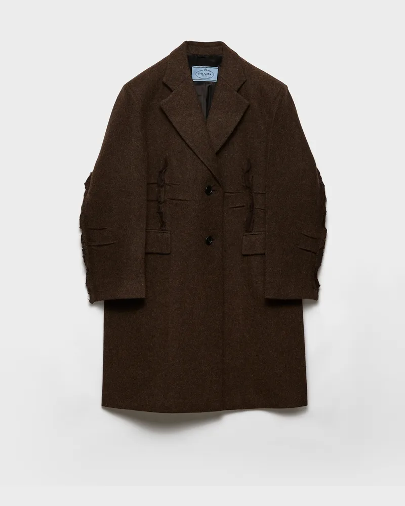 Prada Einreihiger Mantel aus Shetlandwolle Ebenholz