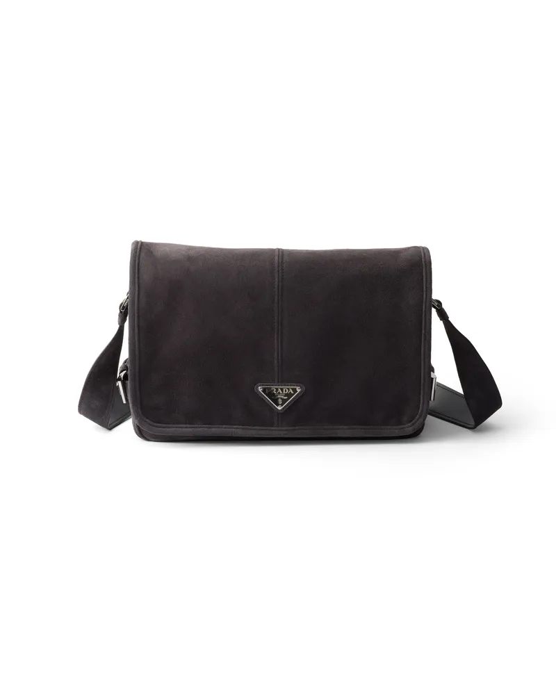 Prada Schultertasche Aus Wildleder, Herren, Anthrazitgrau Anthrazitgrau
