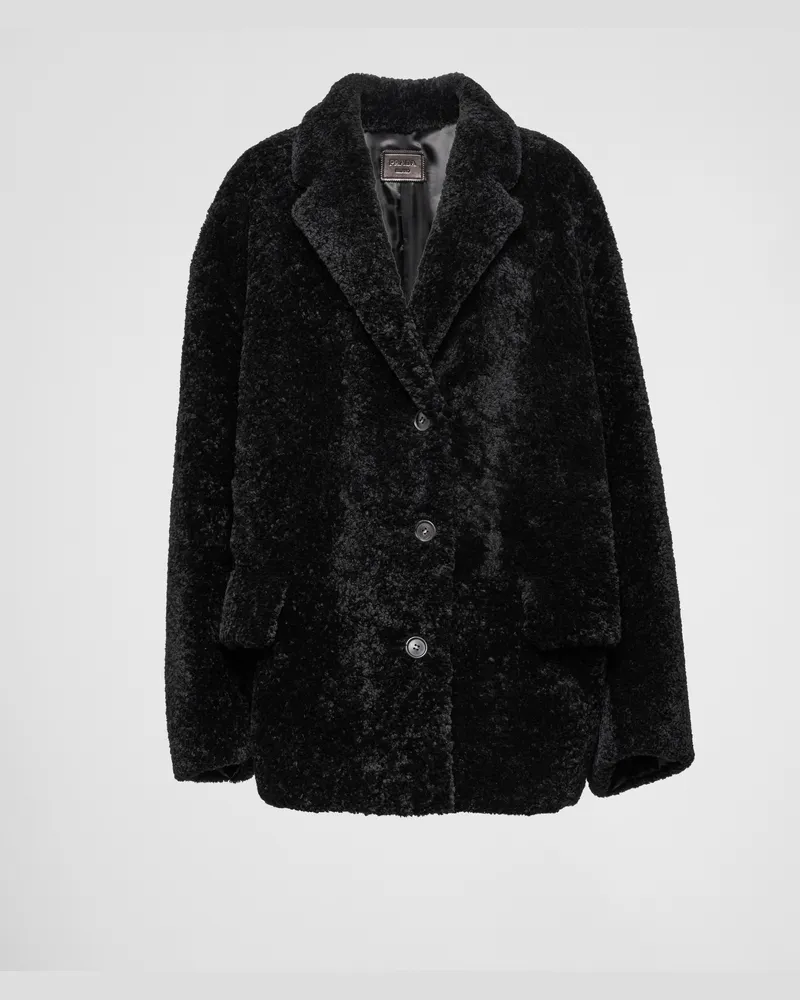 Prada Cabanjacke aus Lammfell Schwarz