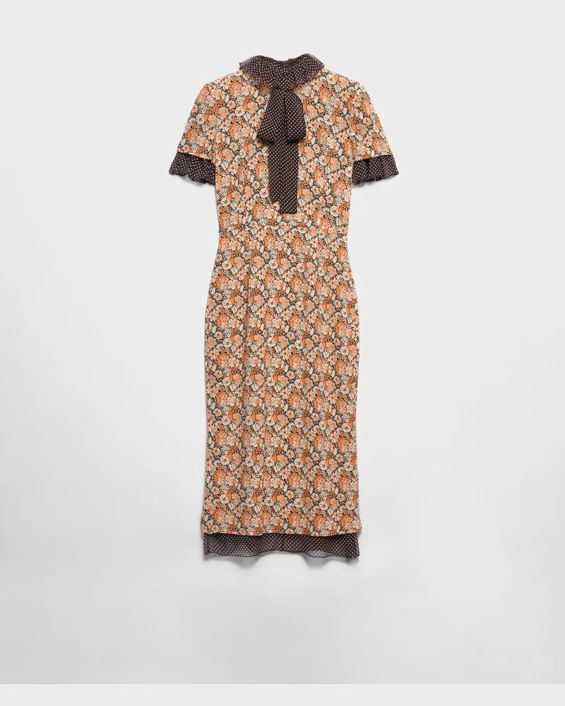 Prada Kleid aus bedrucktem Georgette Aprikose