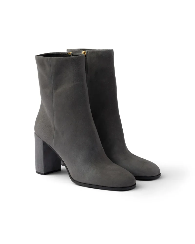 Prada Stiefeletten Aus Wildleder, Damen, Nebelgrau, Größe Nebelgrau