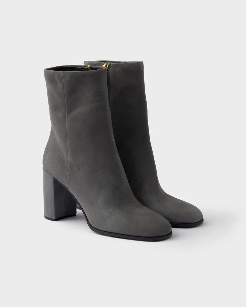 Prada Stiefeletten aus Wildleder Nebelgrau
